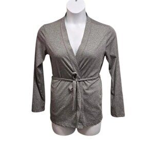 Charter Club Intimates Womens XS Gray Belted Knit Pajama Cardigan Loungewear